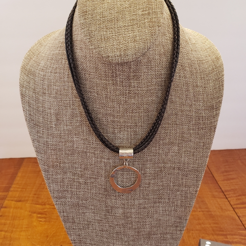Silpada Brown Leather Necklace with Sterling Silver Pendant, 17 1/2 inches